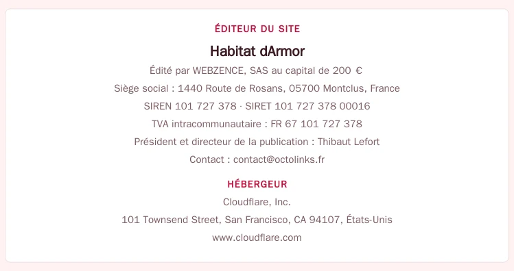 Coordonnées légales de l’éditeur et de l’hébergeur du site